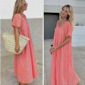 ZARA NWT Print Midi Dress Tangerine XS